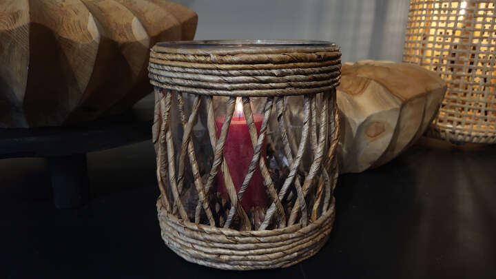 Laterne Abaca/Glas Natur